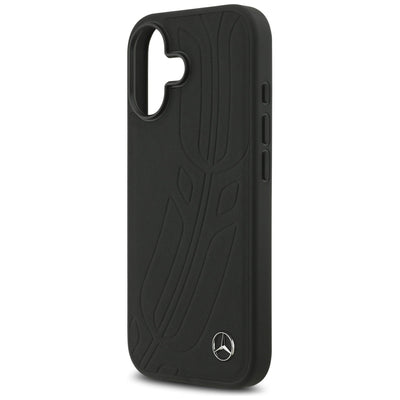 Mercedes Leather Large Laurel Leave MagSafe Case for iPhone 17 - Black