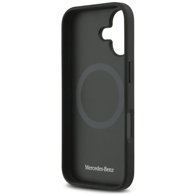 Mercedes Leather Large Laurel Leave MagSafe Case for iPhone 17 - Black