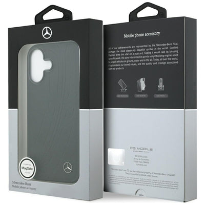 Mercedes Leather Large Laurel Leave MagSafe Case for iPhone 17 - Black