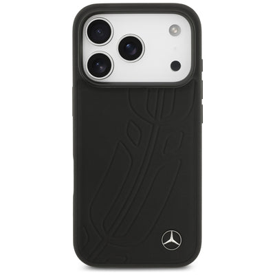 Mercedes Leather Large Laurel Leave MagSafe Case for iPhone 17 Pro - Black