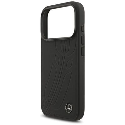Mercedes Leather Large Laurel Leave MagSafe Case for iPhone 17 Pro - Black