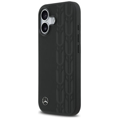 Mercedes Leather Laurel Leaves MagSafe Case for iPhone 17 - Black