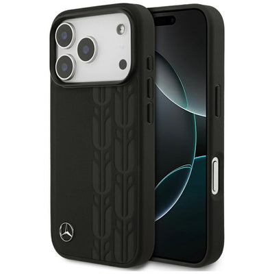 Mercedes Leather Laurel Leaves MagSafe Case for iPhone 17 Pro - Black