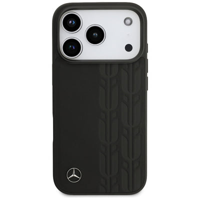 Mercedes Leather Laurel Leaves MagSafe Case for iPhone 17 Pro - Black