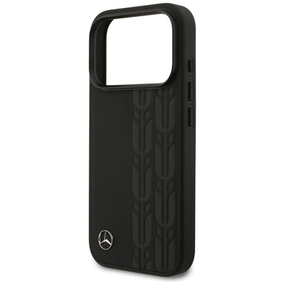 Mercedes Leather Laurel Leaves MagSafe Case for iPhone 17 Pro - Black