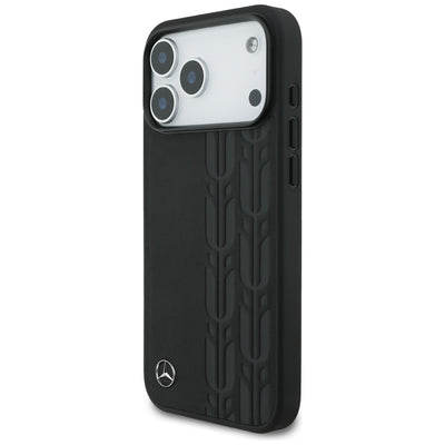 Mercedes Leather Laurel Leaves MagSafe Case for iPhone 17 Pro Max - Black