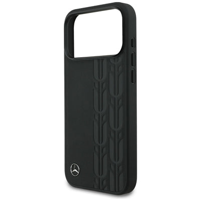 Mercedes Leather Laurel Leaves MagSafe Case for iPhone 17 Pro Max - Black