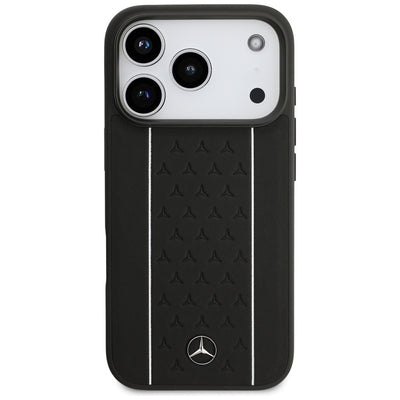 Mercedes Leather Star Pattern Stripes MagSafe Case for iPhone 17 Pro - Black