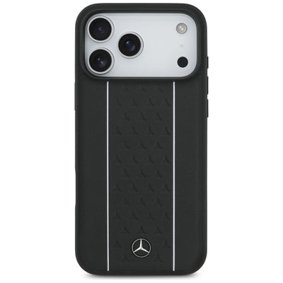 Mercedes Leather Star Pattern Stripes MagSafe Case for iPhone 17 Pro Max - Black