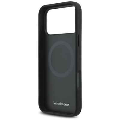 Mercedes Leather Star Pattern Stripes MagSafe Case for iPhone 17 Pro Max - Black