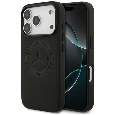 Mercedes Leather Vintage Logo MagSafe Case for iPhone 17 Pro - Black