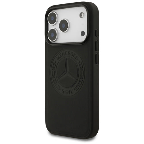 Mercedes Leather Vintage Logo MagSafe Case for iPhone 17 Pro - Black