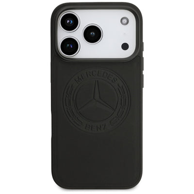 Mercedes Leather Vintage Logo MagSafe Case for iPhone 17 Pro - Black