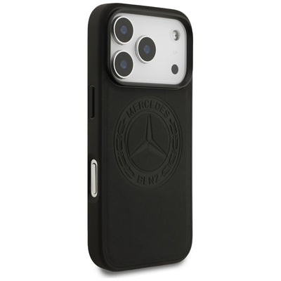 Mercedes Leather Vintage Logo MagSafe Case for iPhone 17 Pro - Black