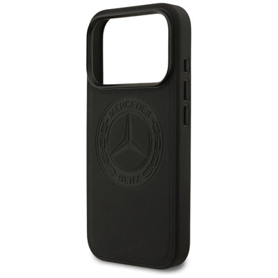Mercedes Leather Vintage Logo MagSafe Case for iPhone 17 Pro - Black