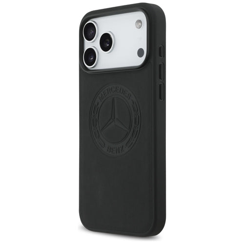 Mercedes Leather Vintage Logo MagSafe Case for iPhone 17 Pro Max - Black