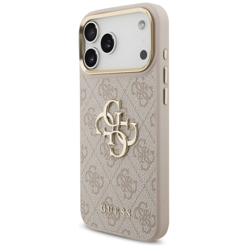 Guess 4G Big 4G Classic Logo Big Strap Metal Buttons Case for iPhone 17 Pro Max - Pink