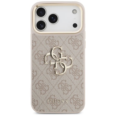 Guess 4G Big 4G Classic Logo Big Strap Metal Buttons Case for iPhone 17 Pro Max - Pink