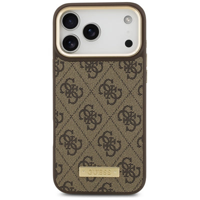 Guess 4G Logo Plate MagSafe Case for iPhone 17 Pro Max - Brown
