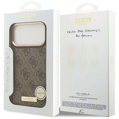 Guess 4G Logo Plate MagSafe Case for iPhone 17 Pro Max - Brown