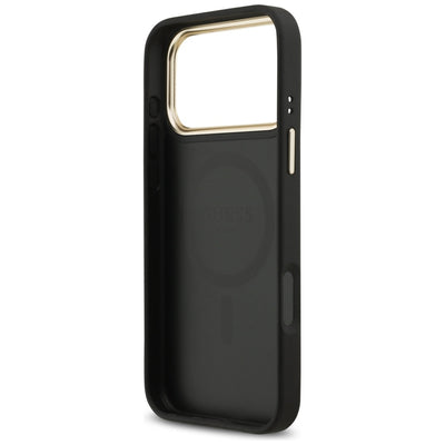 Guess 4G Srtass Logo &amp; Big Strap Metal Buttons MagSafe Case for iPhone 17 Pro Max - Black