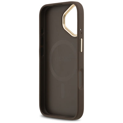 Guess 4G Strass Logo &amp; Big Strap Metal Buttons MagSafe Case for iPhone 17 - Brown