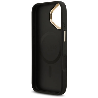 Guess 4G Strass Logo &amp; Big Strap Metal Buttons MagSafe Case for iPhone 17 - Black