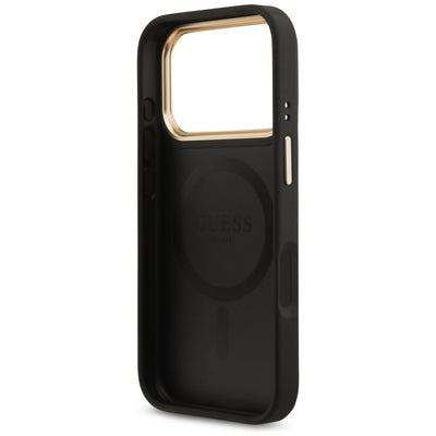 Guess 4G Strass Logo &amp; Big Strap Metal Buttons MagSafe Case for iPhone 17 Pro - Black