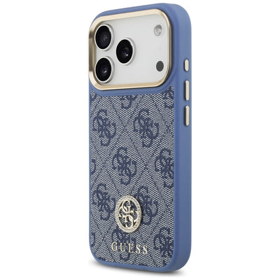 Guess 4G Strass Logo &amp; Big Strap Metal Buttons MagSafe Case for iPhone 17 Pro - Blue