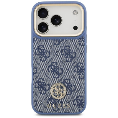 Guess 4G Strass Logo &amp; Big Strap Metal Buttons MagSafe Case for iPhone 17 Pro - Blue
