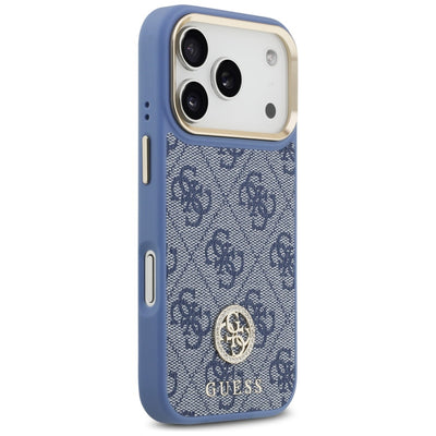 Guess 4G Strass Logo &amp; Big Strap Metal Buttons MagSafe Case for iPhone 17 Pro - Blue