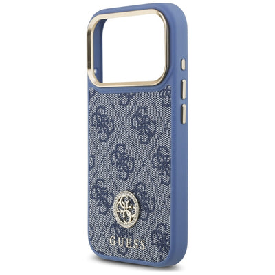 Guess 4G Strass Logo &amp; Big Strap Metal Buttons MagSafe Case for iPhone 17 Pro - Blue