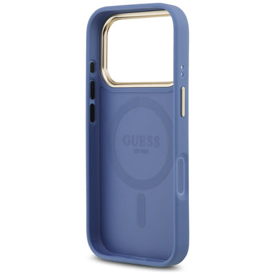 Guess 4G Strass Logo &amp; Big Strap Metal Buttons MagSafe Case for iPhone 17 Pro - Blue