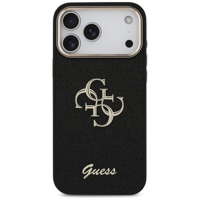 Guess Fixed Glitter Big 4G Metal Frame case for iPhone 17 Pro Max - black