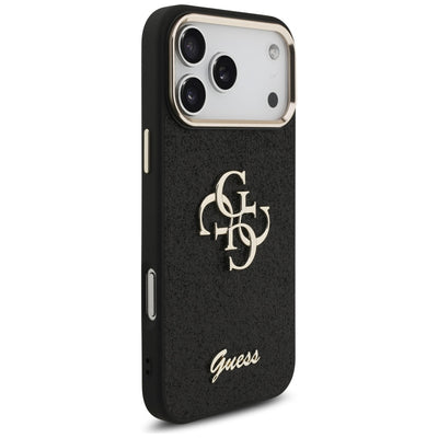 Guess Fixed Glitter Big 4G Metal Frame case for iPhone 17 Pro Max - black