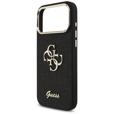 Guess Fixed Glitter Big 4G Metal Frame case for iPhone 17 Pro Max - black