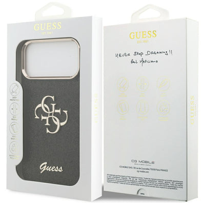 Guess Fixed Glitter Big 4G Metal Frame case for iPhone 17 Pro Max - black