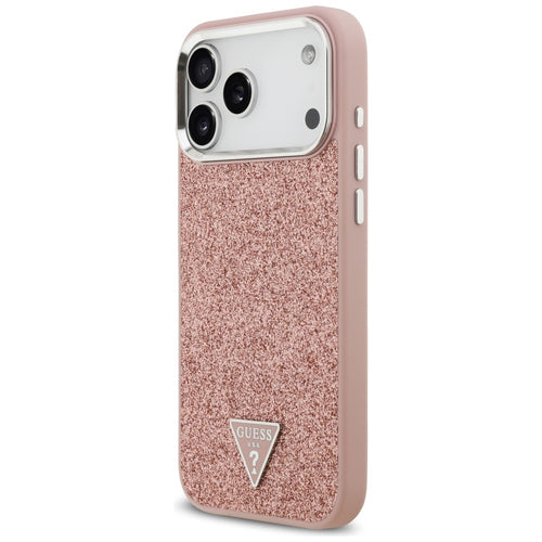 Guess Glitter Triangle Logo MagSafe Case for iPhone 17 Pro Max - Pink