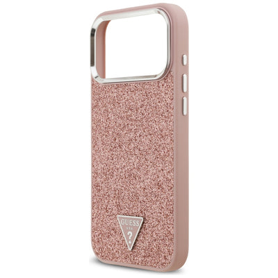 Guess Glitter Triangle Logo MagSafe Case for iPhone 17 Pro Max - Pink