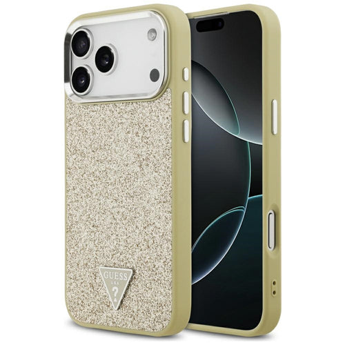 Guess Glitter Triangle Logo MagSafe Case for iPhone 17 Pro Max - Gold