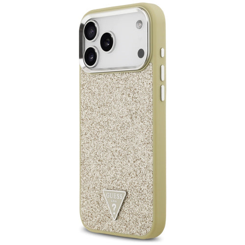 Guess Glitter Triangle Logo MagSafe Case for iPhone 17 Pro Max - Gold
