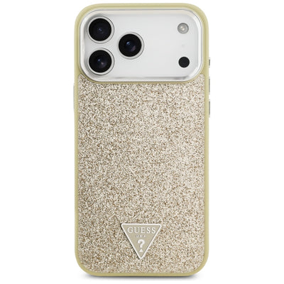 Guess Glitter Triangle Logo MagSafe Case for iPhone 17 Pro Max - Gold