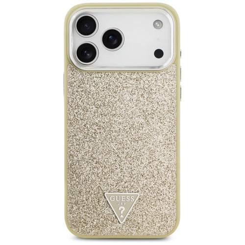 Guess Glitter Triangle Logo MagSafe Case for iPhone 17 Pro Max - Gold