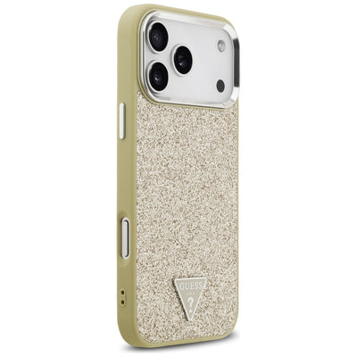 Guess Glitter Triangle Logo MagSafe Case for iPhone 17 Pro Max - Gold