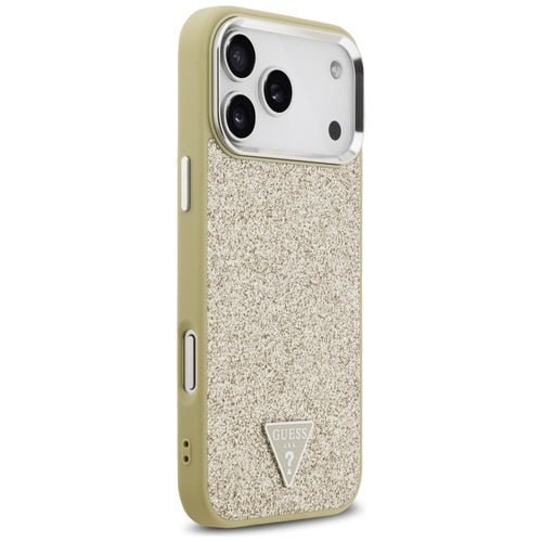 Guess Glitter Triangle Logo MagSafe Case for iPhone 17 Pro Max - Gold