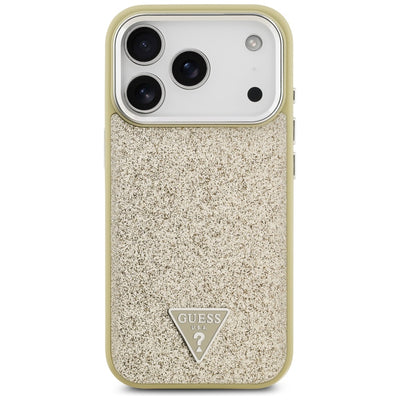 Guess Glitter Triangle Logo MagSafe Case for iPhone 17 Pro - Gold