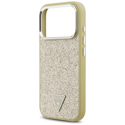 Guess Glitter Triangle Logo MagSafe Case for iPhone 17 Pro - Gold