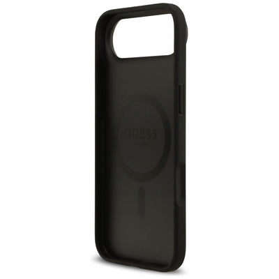 Guess Grained Flowers Classic Logo MagSafe case for iPhone Air - black
