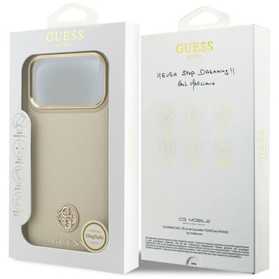 Guess Grained Strass Logo MagSafe case for iPhone 17 Pro Max - beige