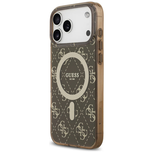 Guess IML 4G Background MagSafe Case for iPhone 17 Pro - Brown